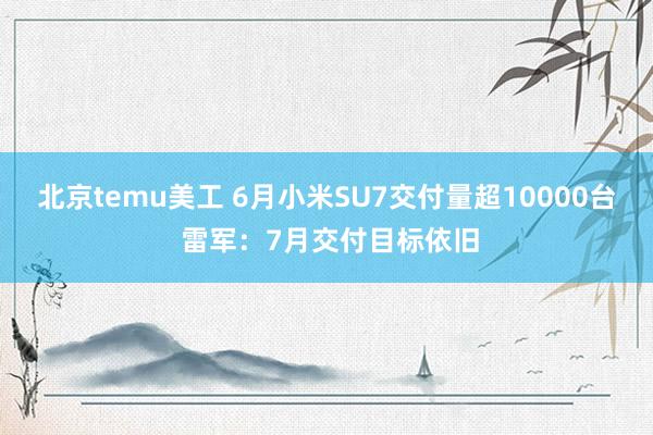 北京temu美工 6月小米SU7交付量超10000台 雷军：7月交付目标依旧