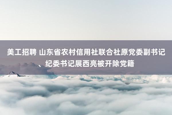 美工招聘 山东省农村信用社联合社原党委副书记、纪委书记展西亮被开除党籍