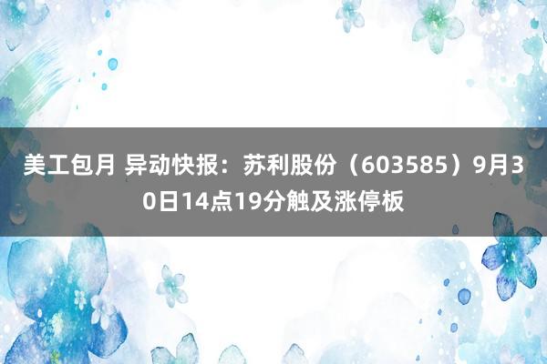 美工包月 异动快报：苏利股份（603585）9月30日14点19分触及涨停板